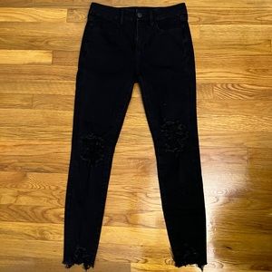 american eagle black ripped jeggings